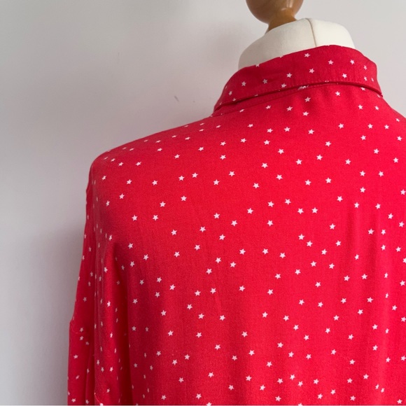Hush Kaia Dress Size 12 Star Red Pink Drop Waist Relaxed Pockets Long Sleeve - Picture 5 of 11